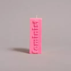 Flamingo Candles Feminist Slogan Pillar Candle