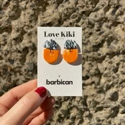 Dominika Gorna T/a Love Kiki Designs Barbican Marbled Arch Drop Earrings (White, Black & Orange)