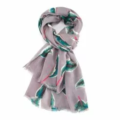 Pure Fashions Tropical Leaves Grey Scarf