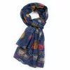 Pure Fashions Retro Flower Garden Scarf Navy -Prints shop 21009 retro flower garden 3