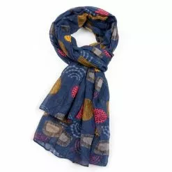 Pure Fashions Retro Flower Garden Scarf Navy