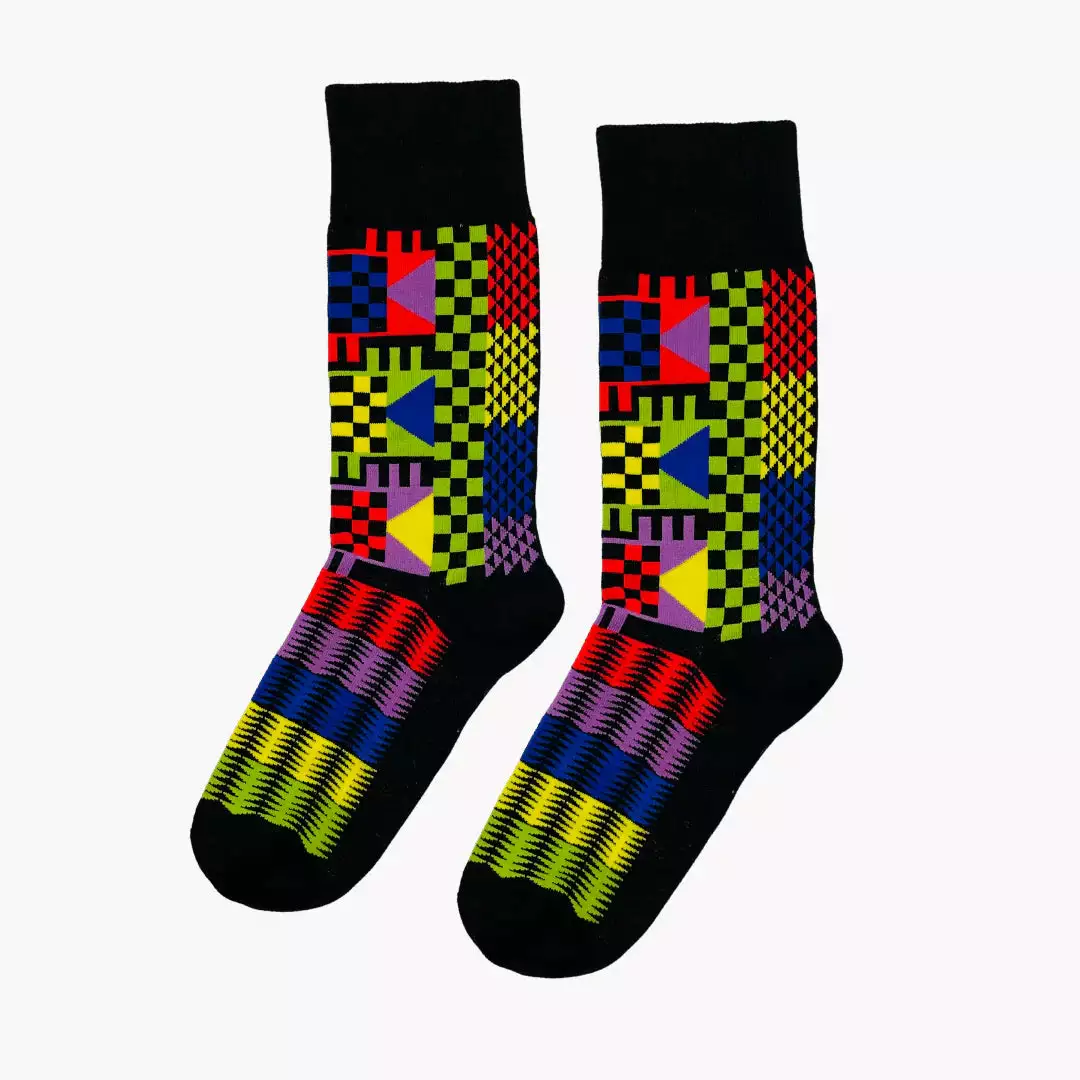 IMP Group Ltd T/a Afropop Black Geom Socks Large 9-12 3 IMP Group Ltd T/a Afropop Black Geom Socks Large 9-12