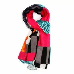 Pure Fashions Multi Striped Scarf Pink