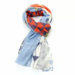 Pure Fashions Patchwork Triangles Print Scarf Blue