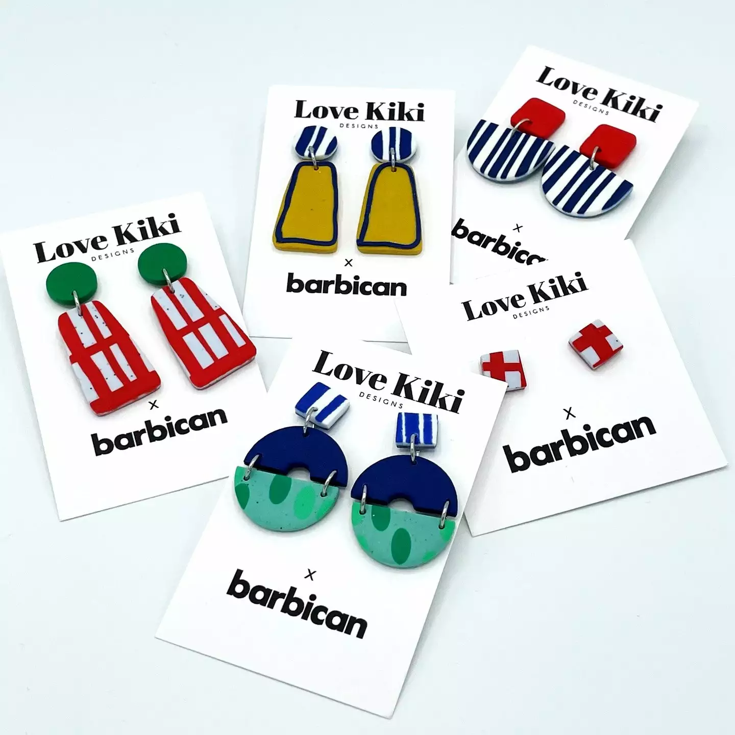 Dominika Gorna T/a Love Kiki Designs Alice Neel Blue Stripes & Teal Circular Drop Earrings 5 Dominika Gorna T/a Love Kiki Designs Alice Neel Blue Stripes & Teal Circular Drop Earrings - Image 3