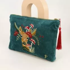 Powder Accessories Doe With Toadstools Velvet Zip Pouch