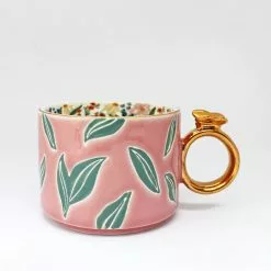 5025 Lifestyle T/a House Of Disaster Eden Leaf Pink Ceramic Mug