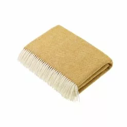 Abraham Moon & Sons Ltd Herringbone Merino Blanket Gold
