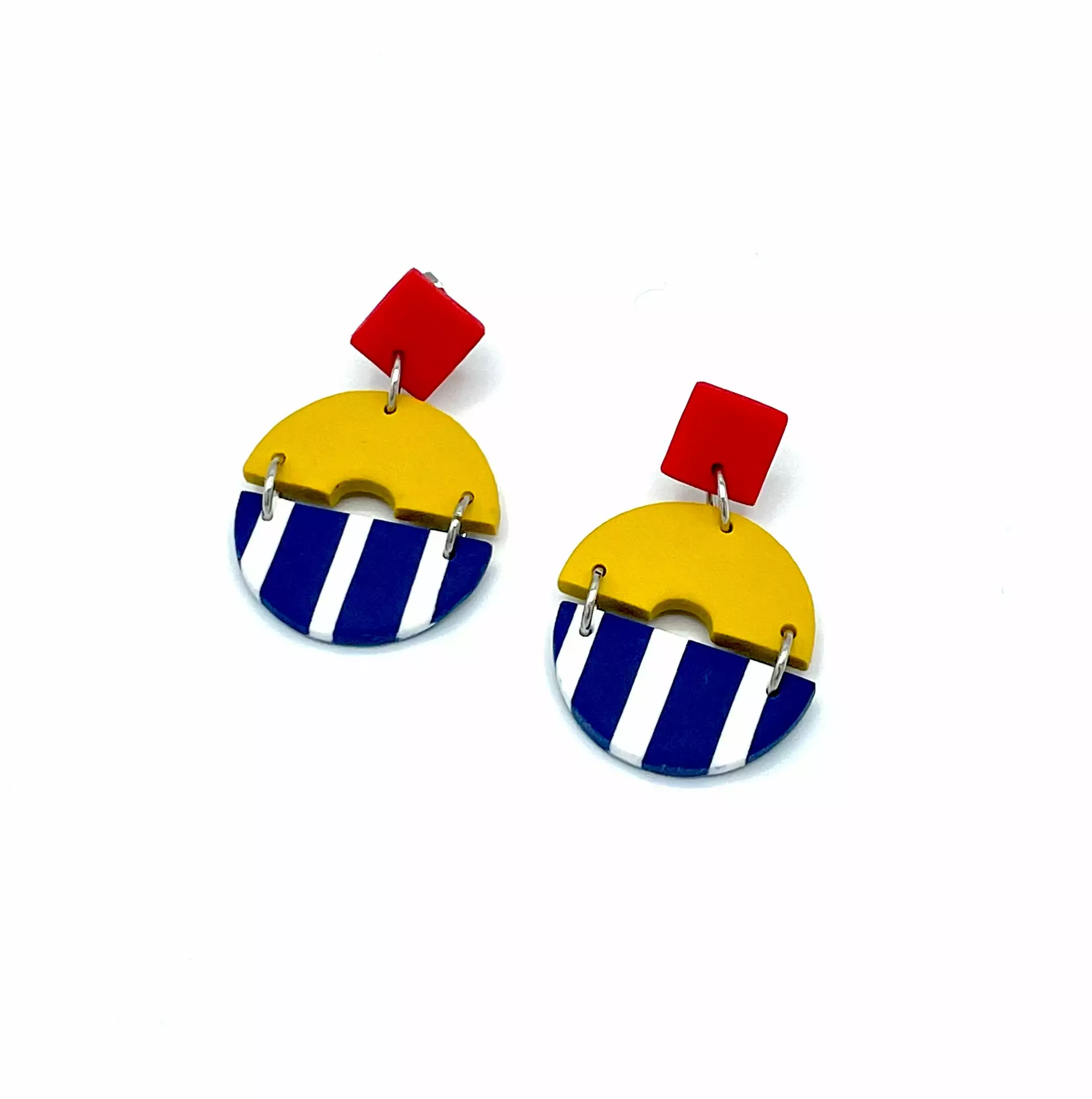 Dominika Gorna T/a Love Kiki Designs Alice Neel Red, Yellow & Stripes Circular Drop Earrings 3 Dominika Gorna T/a Love Kiki Designs Alice Neel Red, Yellow & Stripes Circular Drop Earrings