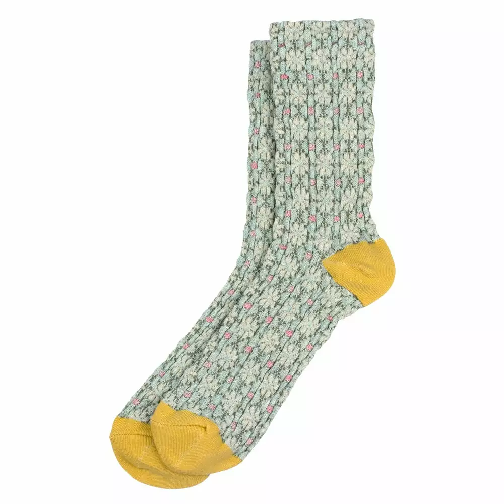 JOE COOL (UK) Ltd Embossed Petit Fleur Flora Green Women's Socks 3 JOE COOL (UK) Ltd Embossed Petit Fleur Flora Green Women's Socks