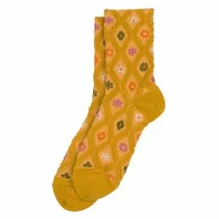 JOE COOL (UK) Ltd Embossed Floral Emblem Yellow Women's Socks