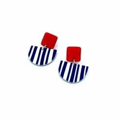 Dominika Gorna T/a Love Kiki Designs Alice Neel Red & Blue Stripes Drop Earrings