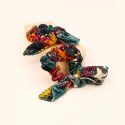 Powder Accessories Forest Foliage Velvet Scrunchies (Set Of 2)