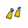 Dominika Gorna T/a Love Kiki Designs Alice Neel Blue Stripe Outline Yellow Drop Earrings -Prints shop YellowBlueLine