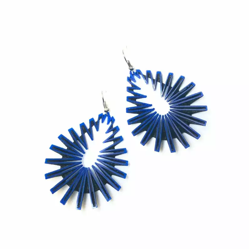 Rentaro Nishimura Serpent Blue 3D Printed Drop Earrings 3 Rentaro Nishimura Serpent Blue 3D Printed Drop Earrings